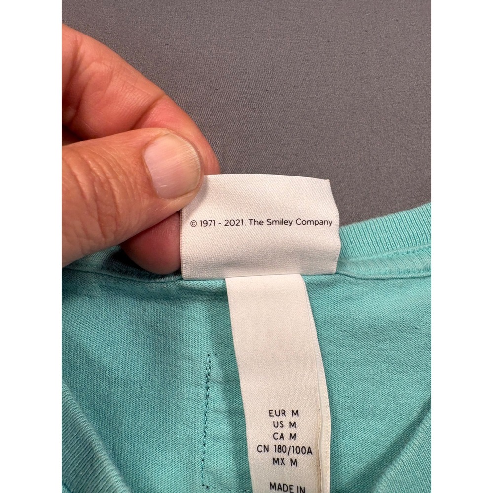 Smiley x HM The Original Smiley Graphic T-Shirt Teal Turquoise Womens Medium - Picture 8 of 9